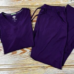 Healing Hands Deep Purple Scrub Set (top XL - bottom L)